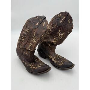 Women’s Vintage Western Cowboy Boots Brown Leather Size 7.5B Made in Mexico